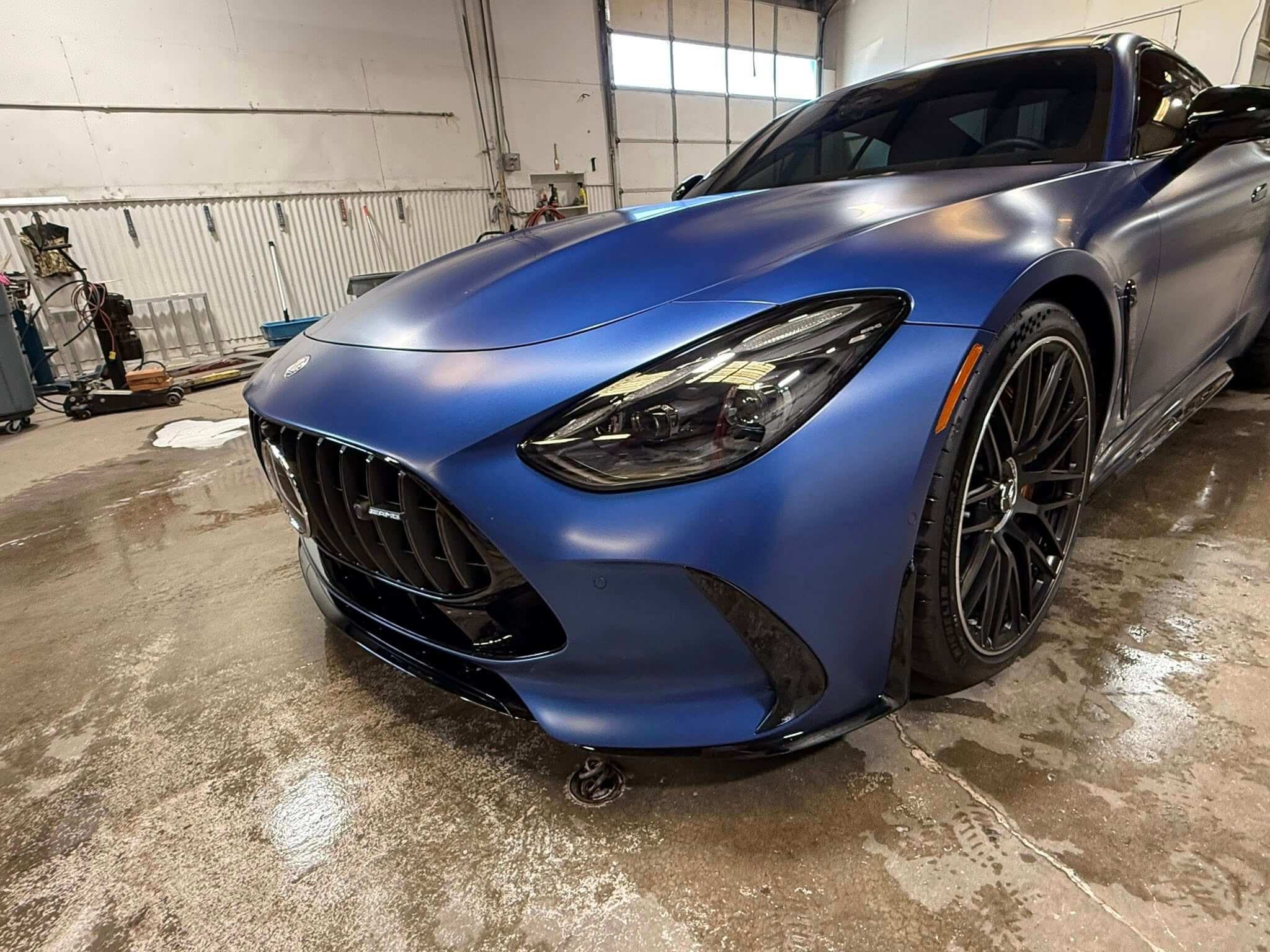 Blue Mercedes detailing finish